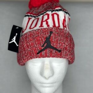 Jordan Red and White Knit Beanie Michael Jordan